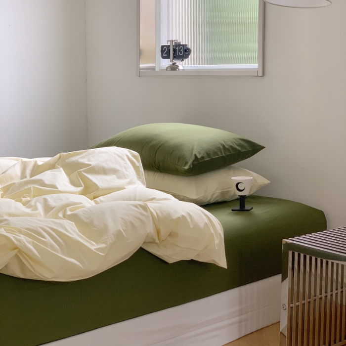 91家纺网 家纺一手货源 找家纺 例外Home新款40s全棉水洗棉混搭系列四件套 豆汁黄橄榄绿