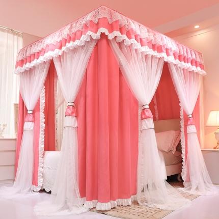 91家纺网 家纺一手货源 找家纺 迪凡保罗 2023新款2304双层落地遮光蚊帐 西瓜红