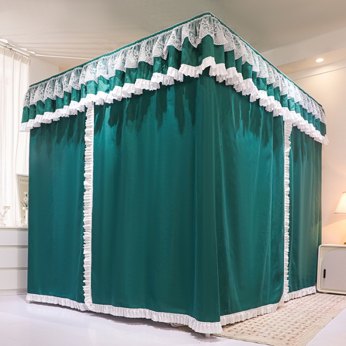 91家纺网 家纺一手货源 找家纺 迪凡保罗 2023新款2304双层落地遮光蚊帐 墨子绿