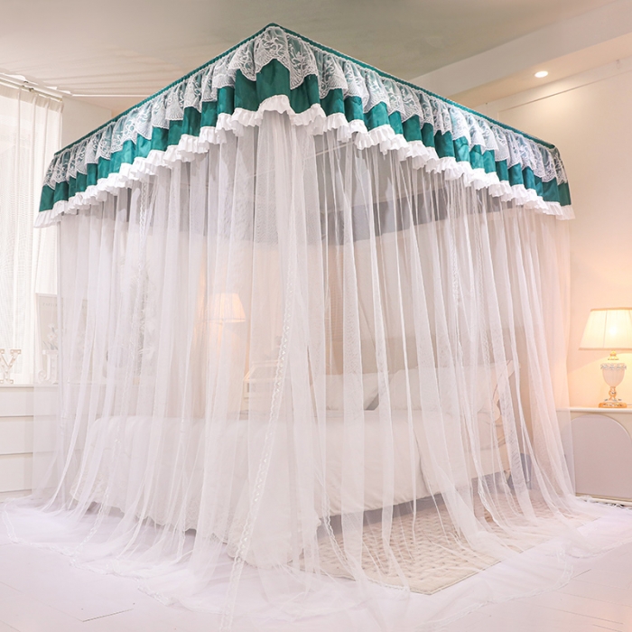 91家纺网 家纺一手货源 找家纺 迪凡保罗 2023新款2304双层落地遮光蚊帐 墨子绿