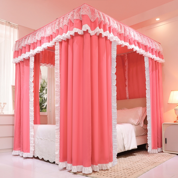 91家纺网 家纺一手货源 找家纺 迪凡保罗 2023新款2304双层落地遮光蚊帐 西瓜红