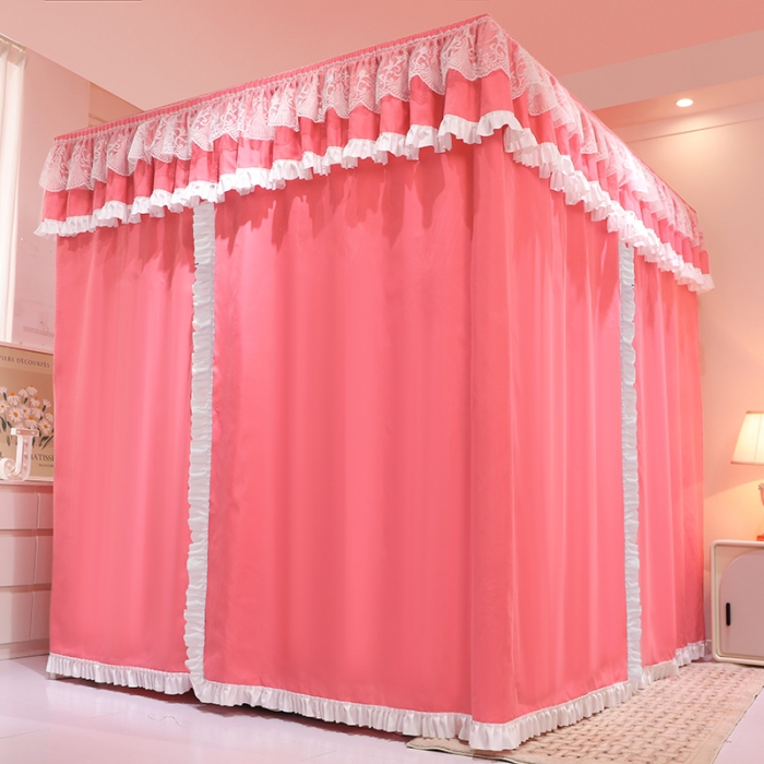 91家纺网 家纺一手货源 找家纺 迪凡保罗 2023新款2304双层落地遮光蚊帐 西瓜红