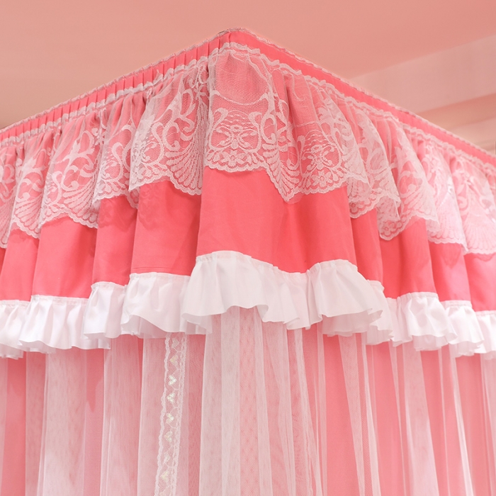 91家纺网 家纺一手货源 找家纺 迪凡保罗 2023新款2304双层落地遮光蚊帐 西瓜红