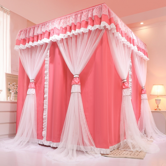 91家纺网 家纺一手货源 找家纺 迪凡保罗 2023新款2304双层落地遮光蚊帐 西瓜红