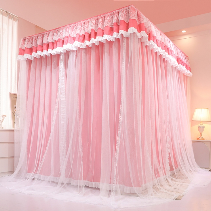 91家纺网 家纺一手货源 找家纺 迪凡保罗 2023新款2304双层落地遮光蚊帐 西瓜红