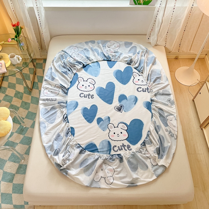 91家纺网 家纺一手货源 找家纺 菲梵  2025年新款喷气小清新全棉印花单品床笠及三件套班尼兔