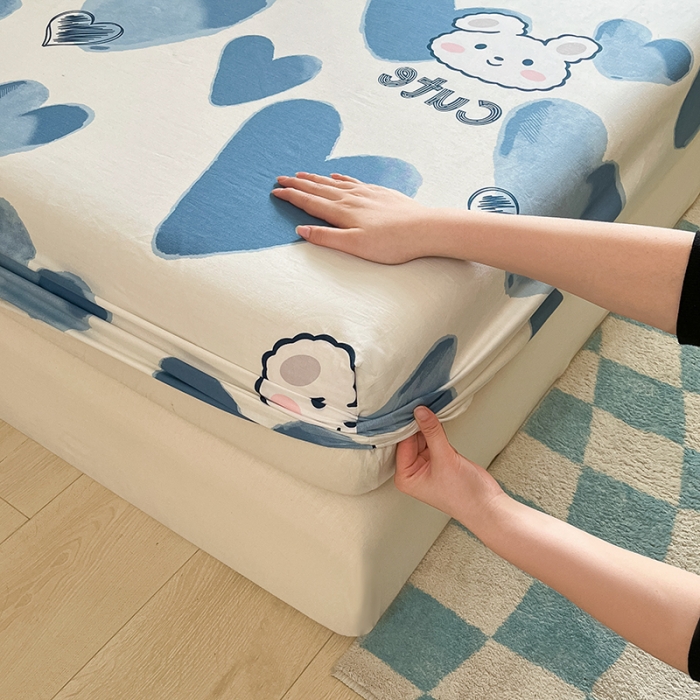 91家纺网 家纺一手货源 找家纺 菲梵  2025年新款喷气小清新全棉印花单品床笠及三件套班尼兔