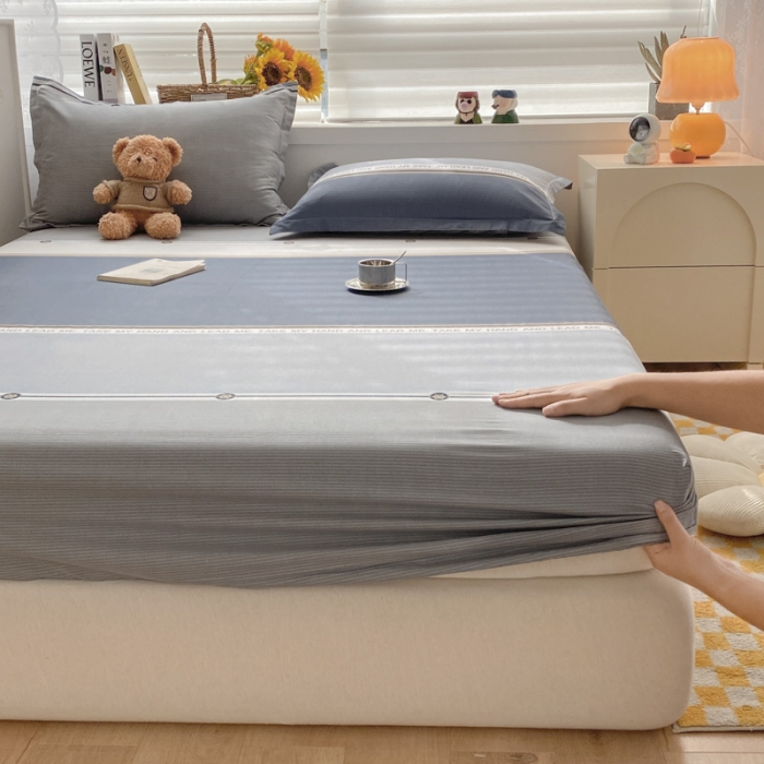 91家纺网 家纺一手货源 找家纺 菲梵  2025年新款喷气小清新全棉印花单品床笠及三件套 卡米洛