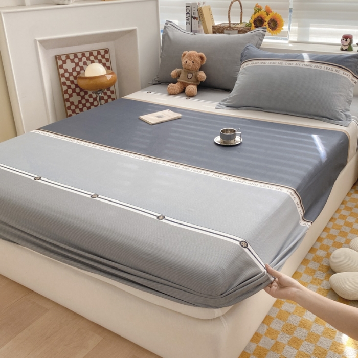 91家纺网 家纺一手货源 找家纺 菲梵  2025年新款喷气小清新全棉印花单品床笠及三件套 卡米洛