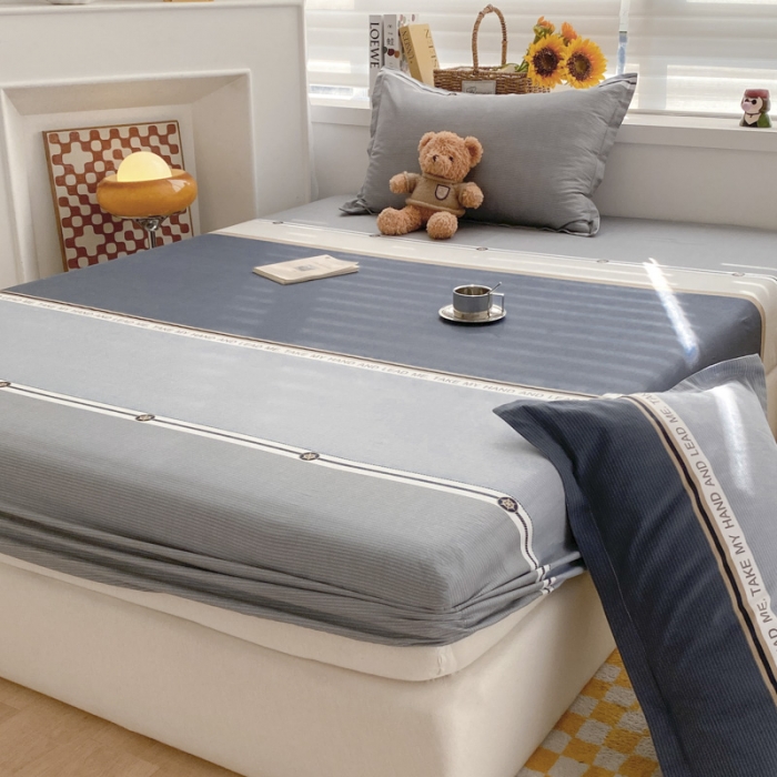 91家纺网 家纺一手货源 找家纺 菲梵  2025年新款喷气小清新全棉印花单品床笠及三件套 卡米洛