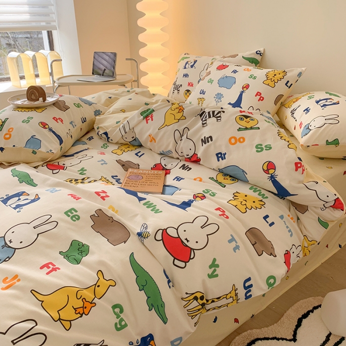 91家纺网 家纺一手货源 找家纺 （总）澳萝拉 2023新款高支密全棉四件套-米菲（非会员加四元）