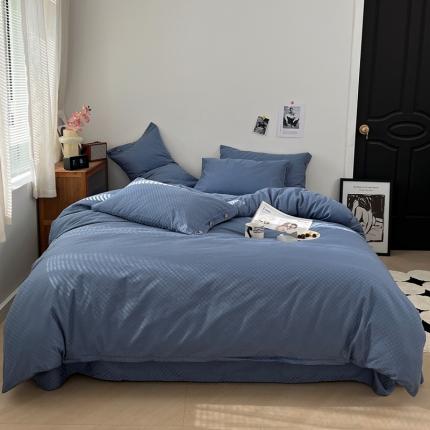 91家纺网 家纺一手货源 找家纺 (总) 三朵 2023新款全棉提花贡缎锻格四件套-场景二