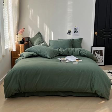 91家纺网 家纺一手货源 找家纺 (总) 三朵 2023新款全棉提花贡缎锻格四件套-场景二