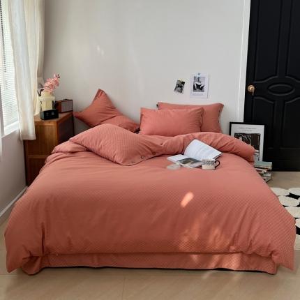 91家纺网 家纺一手货源 找家纺 (总) 三朵 2023新款全棉提花贡缎锻格四件套-场景二