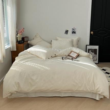 91家纺网 家纺一手货源 找家纺 (总) 三朵 2023新款全棉提花贡缎锻格四件套-场景二