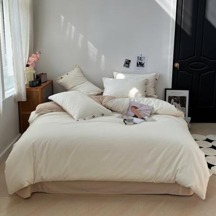 91家纺网 家纺一手货源 找家纺 (总) 三朵 2023新款全棉提花贡缎锻格四件套-场景二