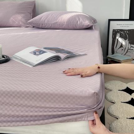 91家纺网 家纺一手货源 找家纺 (总) 三朵 2023新款全棉提花贡缎锻格单品床笠及三件套