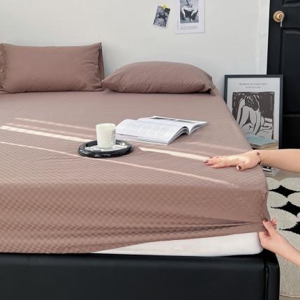 91家纺网 家纺一手货源 找家纺 (总) 三朵 2023新款全棉提花贡缎锻格单品床笠及三件套