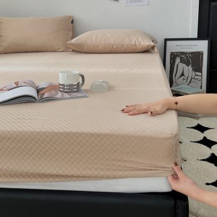 91家纺网 家纺一手货源 找家纺 (总) 三朵 2023新款全棉提花贡缎锻格单品床笠及三件套