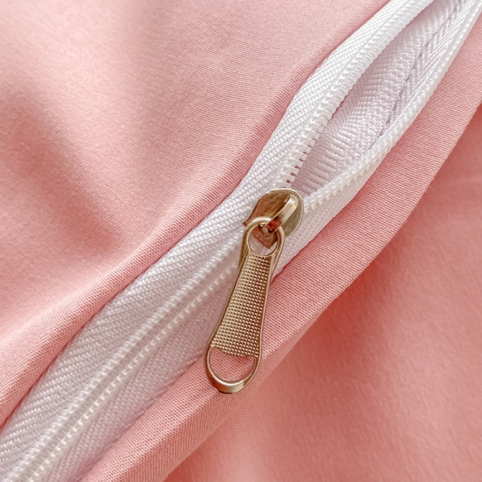 91家纺网 家纺一手货源 找家纺 富盛 2024新款水洗亲肤棉刺绣四件套公主风四件套 幸运花—豆沙