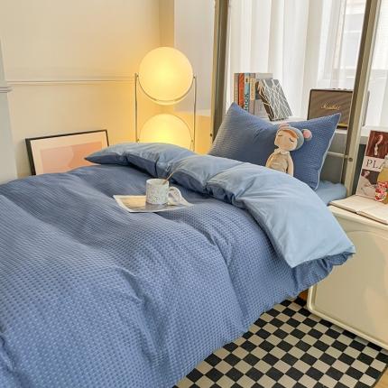 91家纺网 家纺一手货源 找家纺 （总）海岛哥哥 2024新款华夫格系列上下铺小床三件套四件套