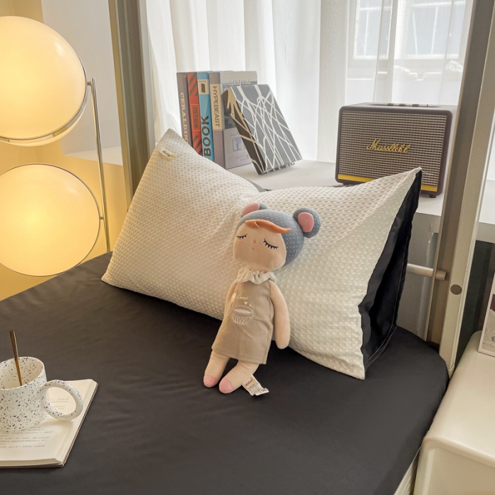 91家纺网 家纺一手货源 找家纺 海岛哥哥 2024新款华夫格系列上下铺小床三件套四件套 华夫格-白色