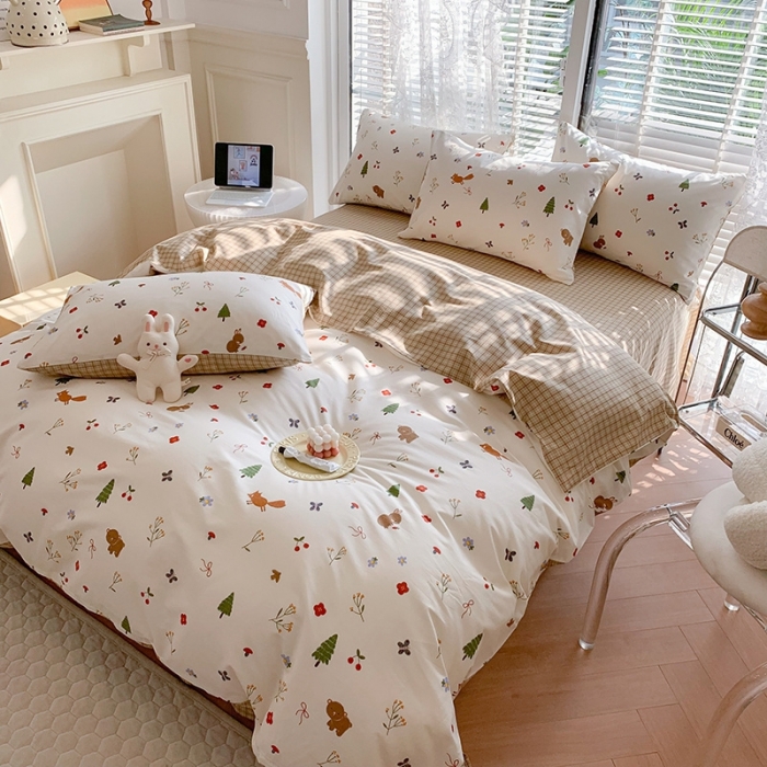 91家纺网 家纺一手货源 找家纺 澳萝拉 2023新款全棉印花四件套会员减5元野餐森林