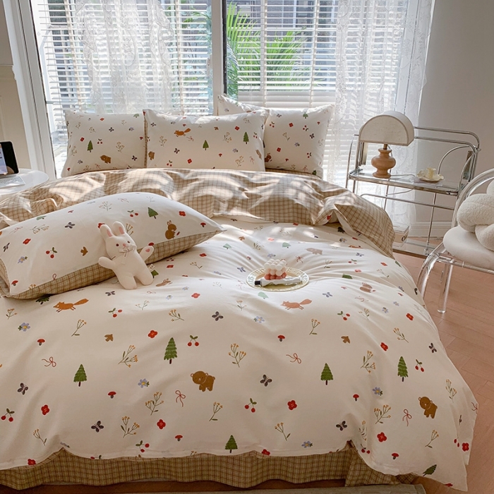 91家纺网 家纺一手货源 找家纺 澳萝拉 2023新款全棉印花四件套会员减5元野餐森林