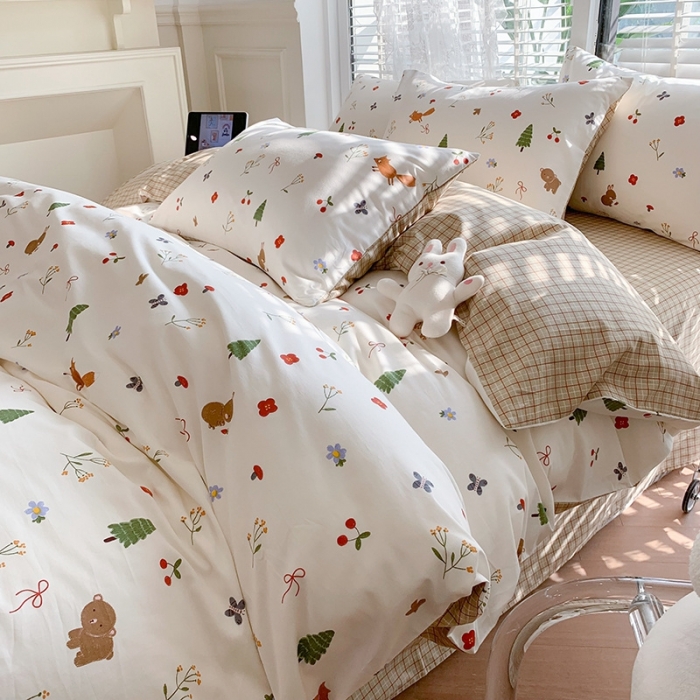 91家纺网 家纺一手货源 找家纺 澳萝拉 2023新款全棉印花四件套会员减5元野餐森林