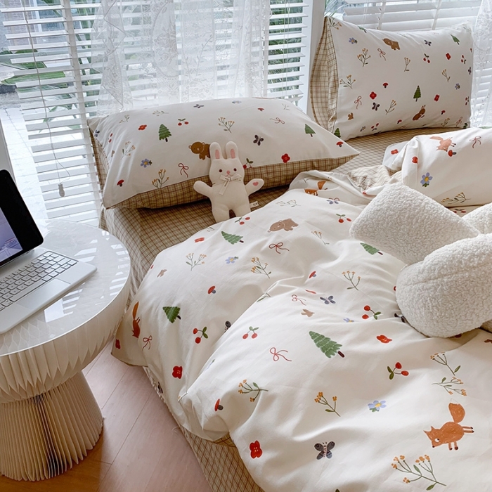 91家纺网 家纺一手货源 找家纺 澳萝拉 2023新款全棉印花四件套会员减5元野餐森林