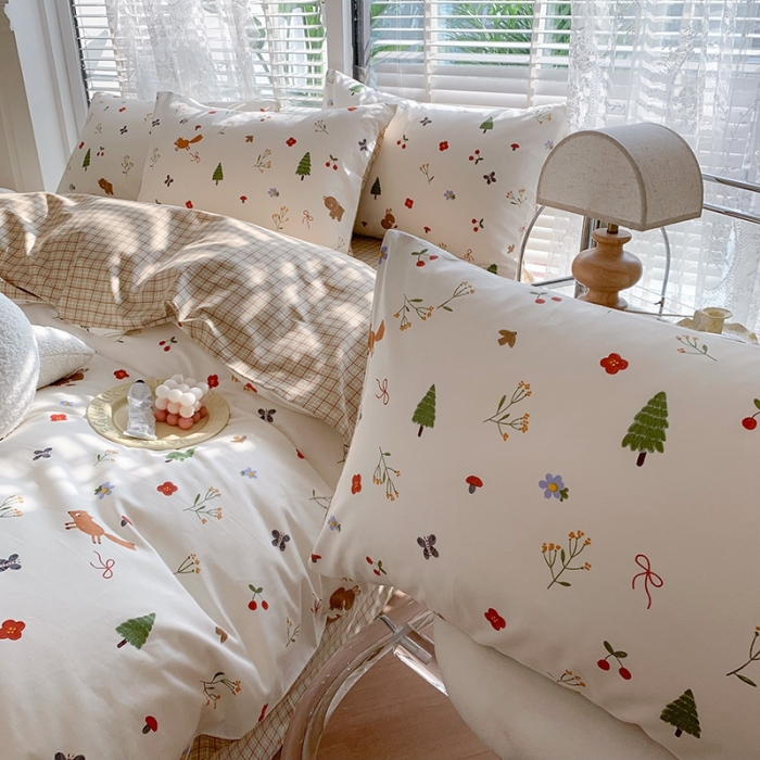 91家纺网 家纺一手货源 找家纺 澳萝拉 2023新款全棉印花四件套会员减5元野餐森林