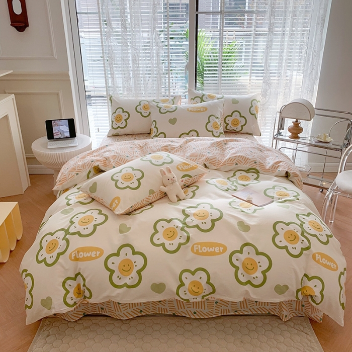 91家纺网 家纺一手货源 找家纺 澳萝拉 2023新款全棉印花四件套会员减5元元气花花