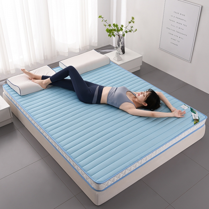 91家纺网 家纺一手货源 找家纺 亿丁点2023新款Ａ类牛奶丝乳胶记忆棉充填 A类牛奶丝大床天蓝色9cm