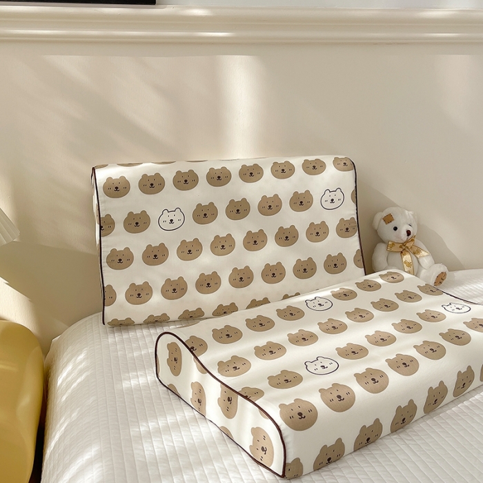 91家纺网 家纺一手货源 找家纺 良佐生活 2023新款A类60支全棉贡缎乳胶枕枕套 口袋熊