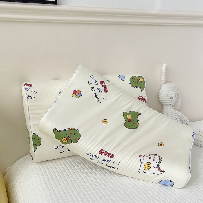 91家纺网 家纺一手货源 找家纺 良佐生活 2023新款A类60支全棉贡缎乳胶枕枕套 恐龙宝宝