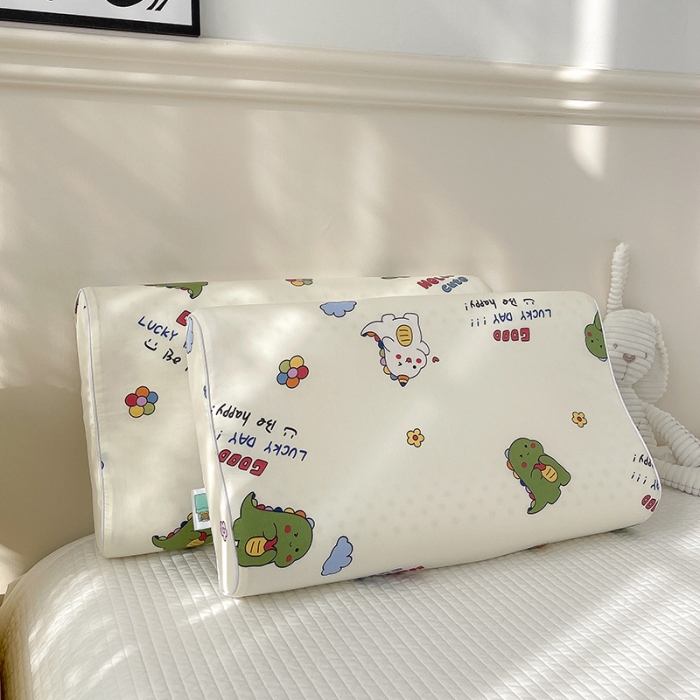 91家纺网 家纺一手货源 找家纺 良佐生活 2023新款A类60支全棉贡缎乳胶枕枕套 恐龙宝宝