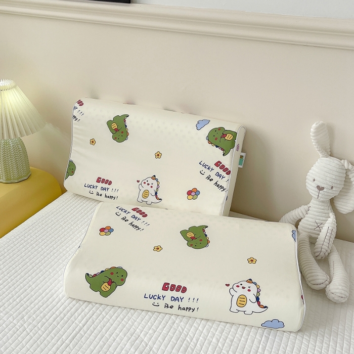 91家纺网 家纺一手货源 找家纺 良佐生活 2023新款A类60支全棉贡缎乳胶枕枕套 恐龙宝宝