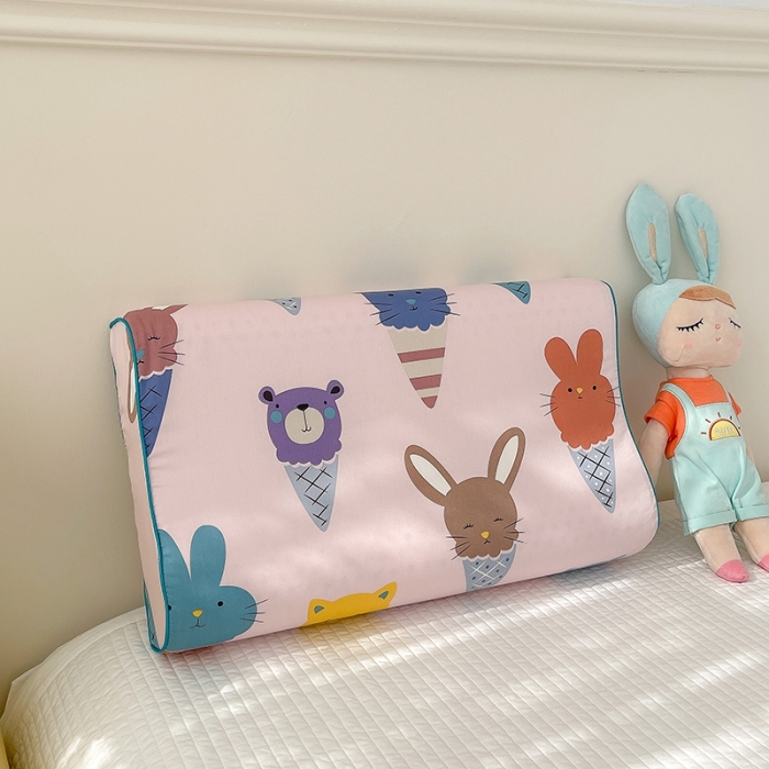 91家纺网 家纺一手货源 找家纺 良佐生活 2023新款A类60支全棉贡缎乳胶枕枕套 冰淇淋