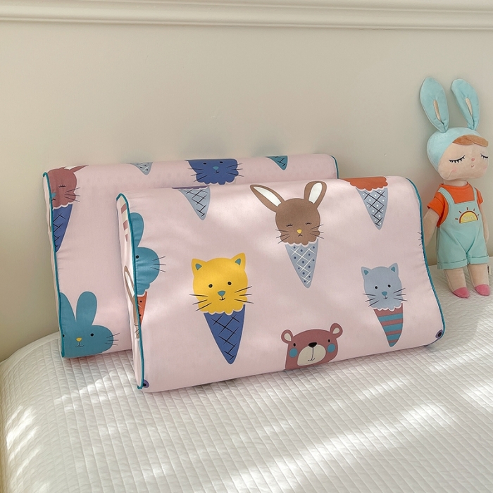 91家纺网 家纺一手货源 找家纺 良佐生活 2023新款A类60支全棉贡缎乳胶枕枕套 冰淇淋