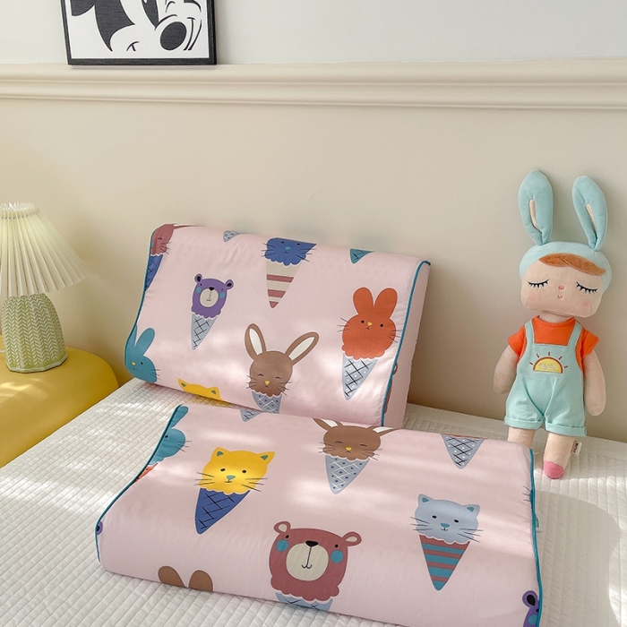 91家纺网 家纺一手货源 找家纺 良佐生活 2023新款A类60支全棉贡缎乳胶枕枕套 冰淇淋