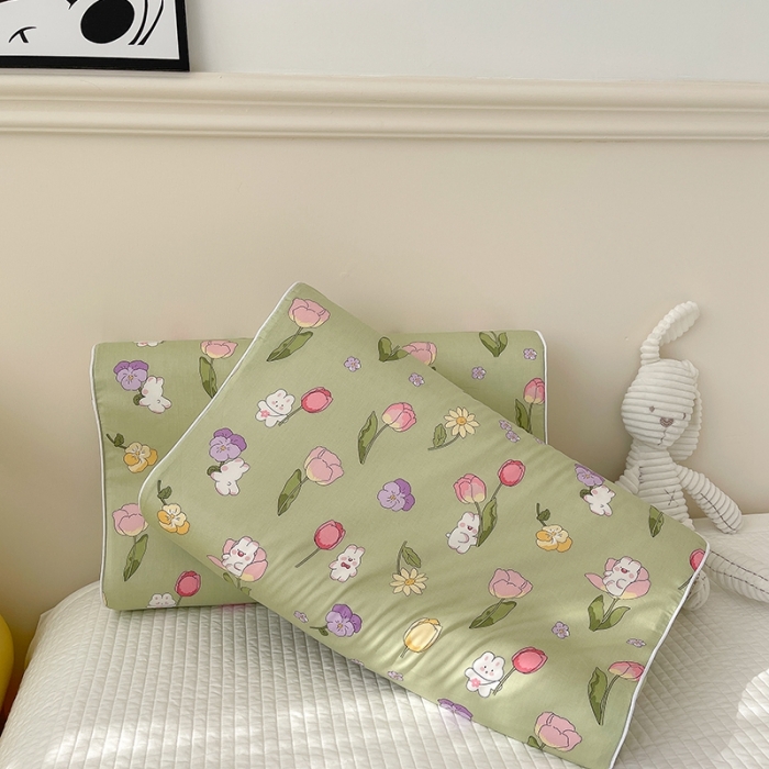 91家纺网 家纺一手货源 找家纺 良佐生活 2023新款A类60支全棉贡缎乳胶枕枕套 花仙兔