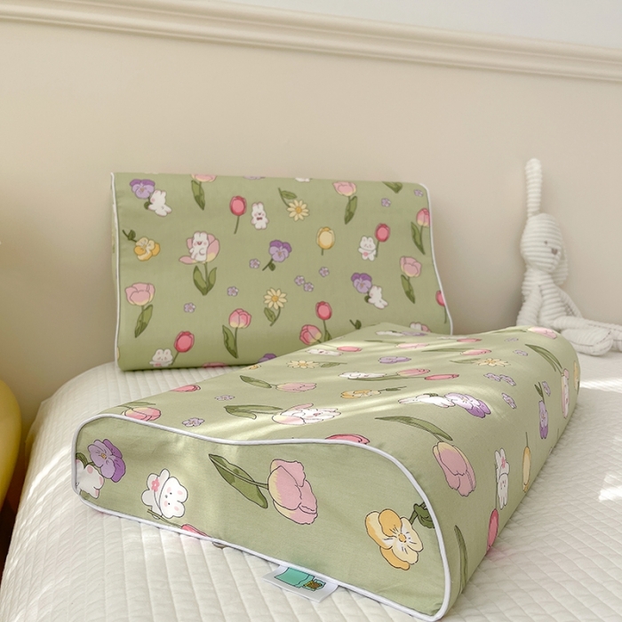 91家纺网 家纺一手货源 找家纺 良佐生活 2023新款A类60支全棉贡缎乳胶枕枕套 花仙兔