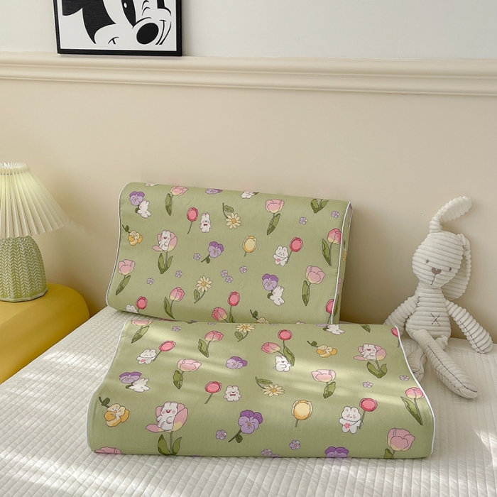 91家纺网 家纺一手货源 找家纺 良佐生活 2023新款A类60支全棉贡缎乳胶枕枕套 花仙兔