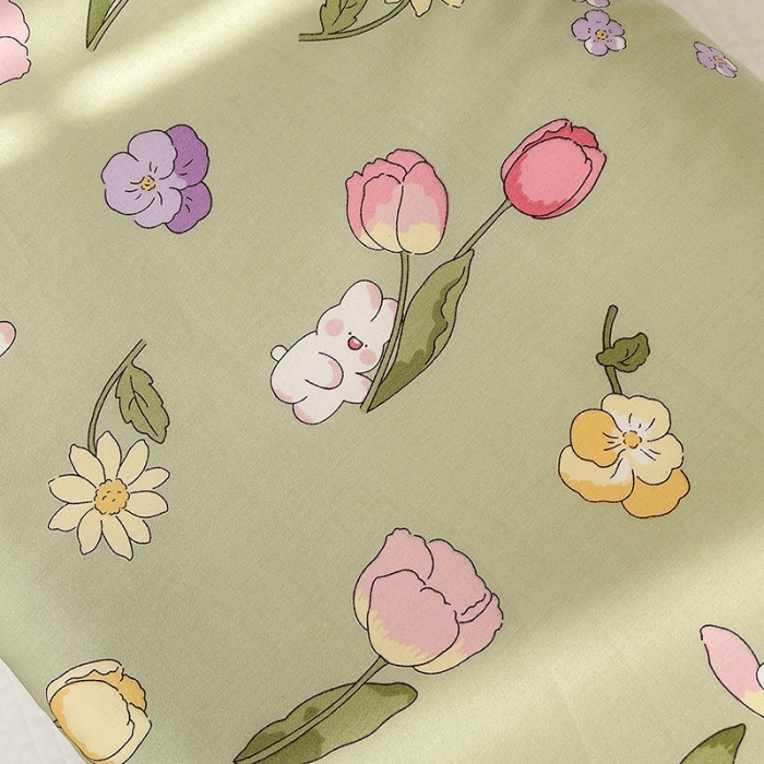 91家纺网 家纺一手货源 找家纺 良佐生活 2023新款A类60支全棉贡缎乳胶枕枕套 花仙兔