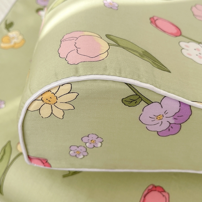 91家纺网 家纺一手货源 找家纺 良佐生活 2023新款A类60支全棉贡缎乳胶枕枕套 花仙兔