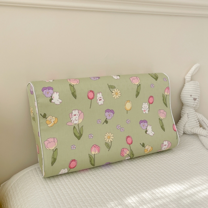 91家纺网 家纺一手货源 找家纺 良佐生活 2023新款A类60支全棉贡缎乳胶枕枕套 花仙兔