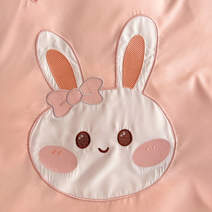 91家纺网 家纺一手货源 找家纺 （总）娜娜 2023新款加密水洗棉刺绣四件套-萌萌兔