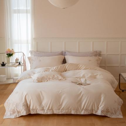 91家纺网 家纺一手货源 找家纺 鹿班家居  100支长绒棉刺绣四件套-白月影 奶昔白标准会员-20