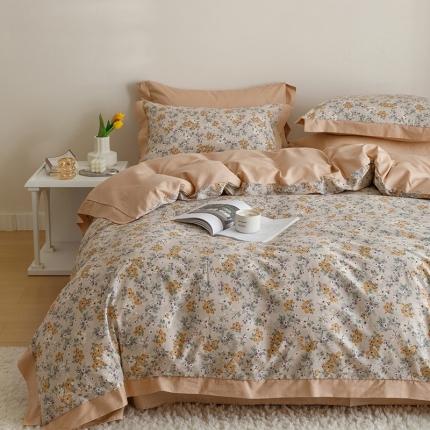 91家纺网 家纺一手货源 找家纺 （总）简宜家居 2023新款纯棉全棉斜纹小清新宽边四件套