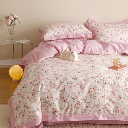 91家纺网 家纺一手货源 找家纺 （总）简宜家居 2023新款纯棉全棉斜纹小清新宽边四件套